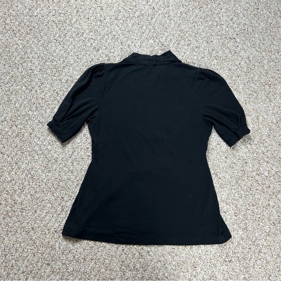 Banana Republic Black Short Sleeve Cross Front Cap Sleeve Blouse Womens Size S - Picture 3 of 9